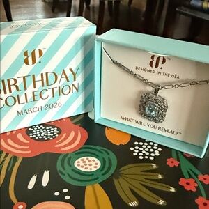 Birthday Collection March 2026 Silver Necklace with Aqua Blue Pendant